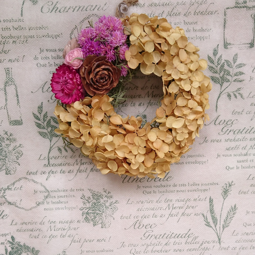 色褪せたアナベルのアンティークリース リース FLOWERSTORY-HIJIRI