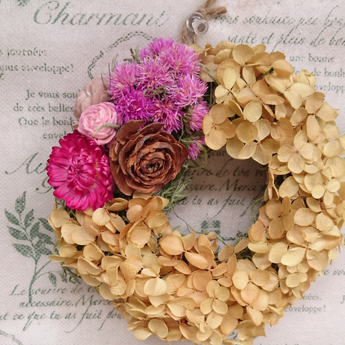 色褪せたアナベルのアンティークリース リース FLOWERSTORY-HIJIRI