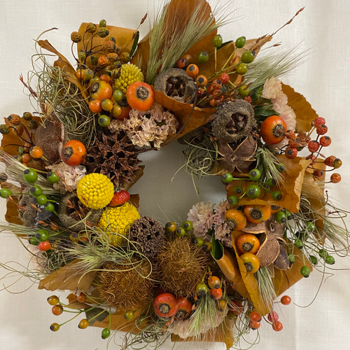 秋リース 〜自然な温もりを〜 その他素材 菜々 通販｜Creema(クリーマ  