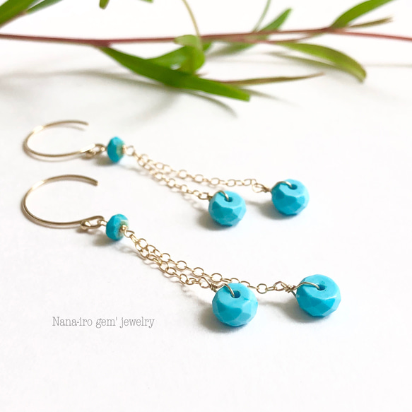 ＊1点のみ＊14kgf  magnesite turquoise pierce 2枚目の画像