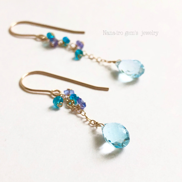 14kgf skybluetopaz × 2stones pierce 2枚目の画像