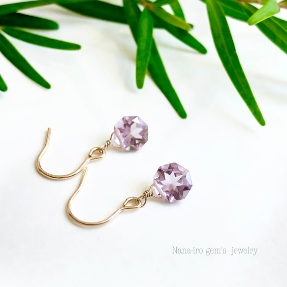 14kgf  pink amethyst pierce 5枚目の画像