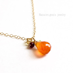 14kgf carnelian ×3stones necklace 3枚目の画像