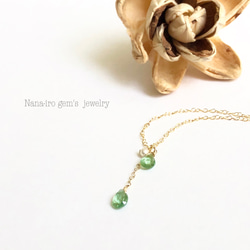 14kgf greenkyanite × pearl necklace 6枚目の画像