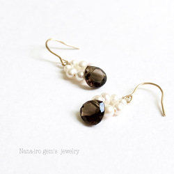 14kgf smokyquartz × pearl pierce 4枚目の画像