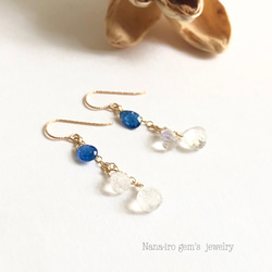 ＊1点もの＊14kgf rainbowmoonstone × kyanite pierce 5枚目の画像