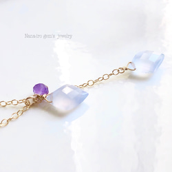 14kgf blue chalcedony × fluorite necklace 5枚目の画像