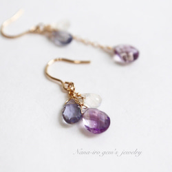 14kgf amethyst × 2stones pierce 3枚目の画像