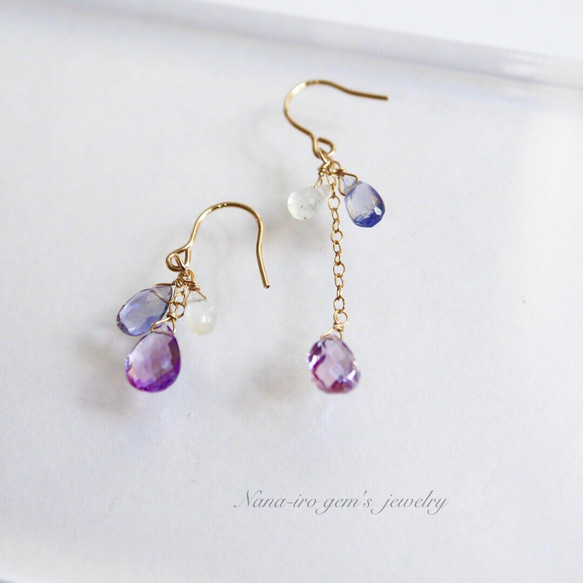 14kgf amethyst × 2stones pierce 4枚目の画像