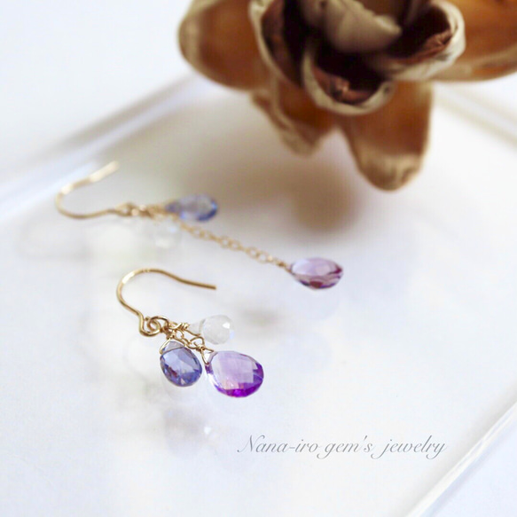 14kgf amethyst × 2stones pierce 5枚目の画像