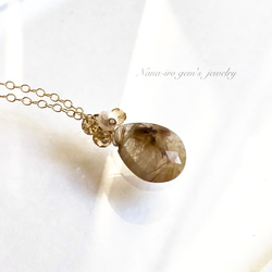 ＊1点もの＊14kgf rutilequartz × pearl × citrine necklace 6枚目の画像