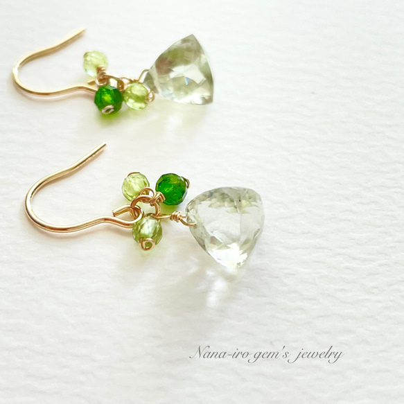 14kgf green amethyst × chrome diopside pierce 2枚目の画像