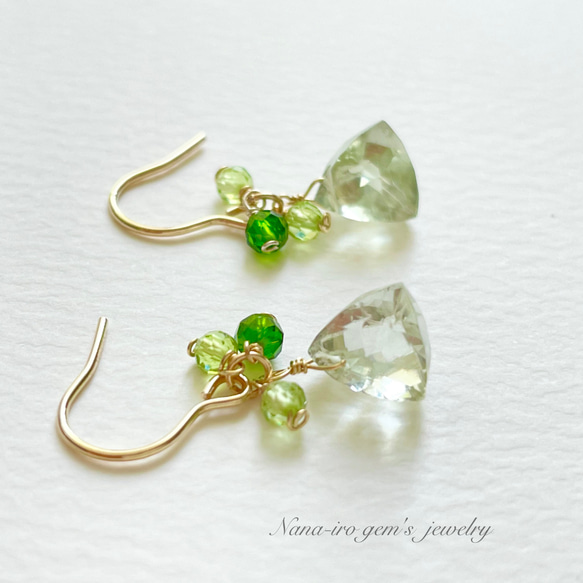 14kgf green amethyst × chrome diopside pierce 3枚目の画像