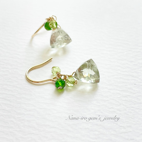 14kgf green amethyst × chrome diopside pierce 4枚目の画像