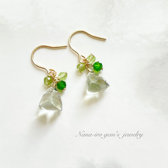 14kgf green amethyst × chrome diopside pierce 5枚目の画像