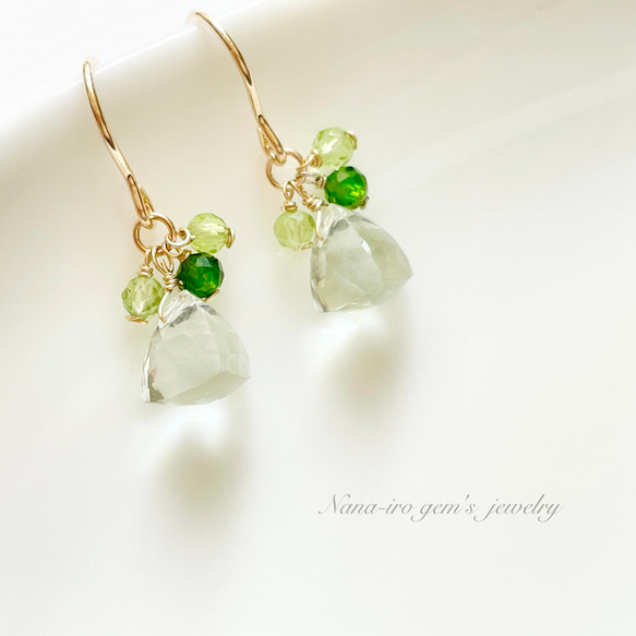 14kgf green amethyst × chrome diopside pierce 7枚目の画像