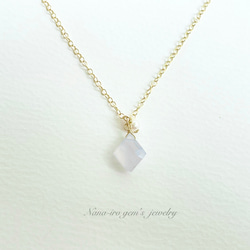 14kgf blue chalcedony × pearl necklace 7枚目の画像