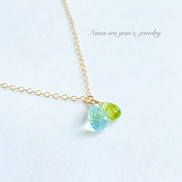 14kgf skybluetopaz × peridot necklace 5枚目の画像