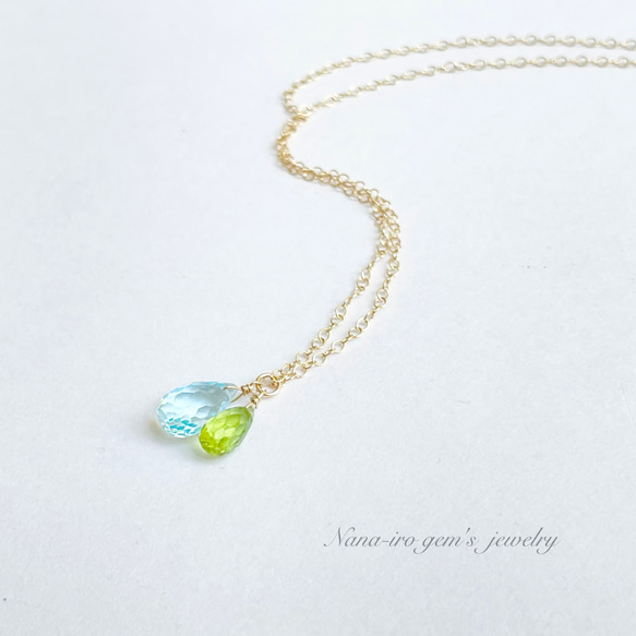 14kgf skybluetopaz × peridot necklace 6枚目の画像