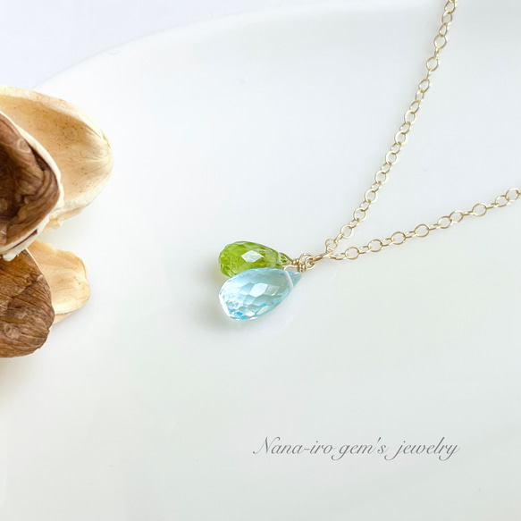 14kgf skybluetopaz × peridot necklace 7枚目の画像