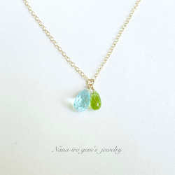 14kgf skybluetopaz × peridot necklace 8枚目の画像