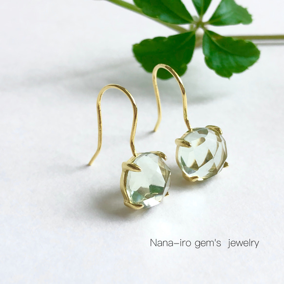 ＊残り1点＊Green amethyst pierce 3枚目の画像