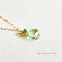 ＊再販＊14kgf green amethyst × chrome diopside necklace 1枚目の画像