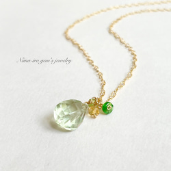 ＊再販＊14kgf green amethyst × chrome diopside necklace 3枚目の画像