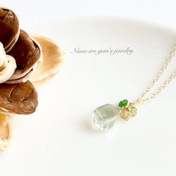 ＊再販＊14kgf green amethyst × chrome diopside necklace 6枚目の画像