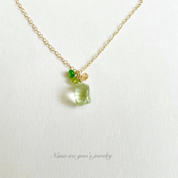 ＊再販＊14kgf green amethyst × chrome diopside necklace 7枚目の画像