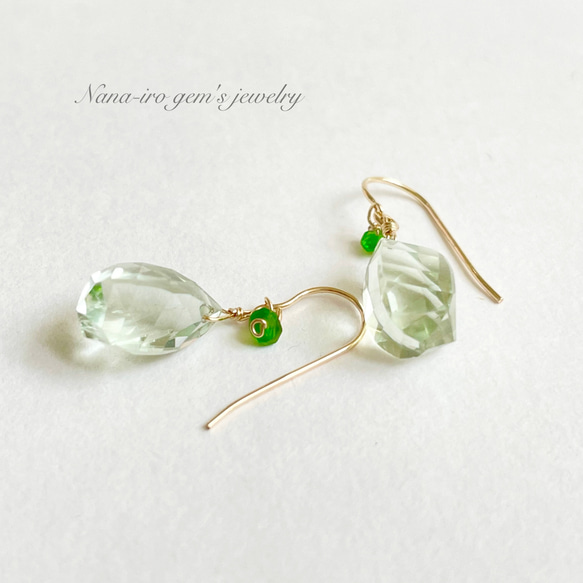 14kgf green amethyst × chrome diopside pierce 4枚目の画像