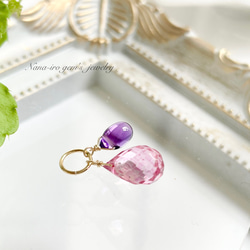 pendant top《 pinktopaz × amethyst 》 1枚目の画像