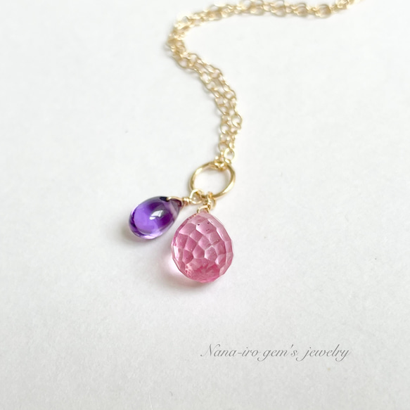 pendant top《 pinktopaz × amethyst 》 6枚目の画像