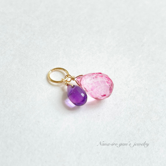 pendant top《 pinktopaz × amethyst 》 8枚目の画像