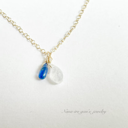 14kgf rainbowmoonstone × kyanite necklace 5枚目の画像