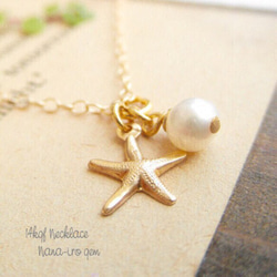 ＊再販＊14kgf  pearl × starfish necklace 3枚目の画像