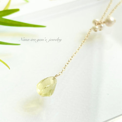 14kgf  lemon quartz × pearl necklace 6枚目の画像