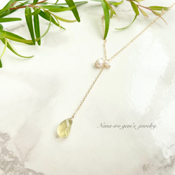 14kgf  lemon quartz × pearl necklace 7枚目の画像