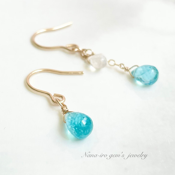 14kgf apatite × rainbow moonstone pierce 1枚目の画像