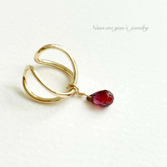 ＊再販＊14kgf garnet ear cuff 1枚目の画像