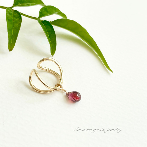 ＊再販＊14kgf garnet ear cuff 4枚目の画像