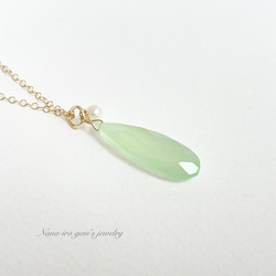 14kgf light green chalcedony necklace 3枚目の画像