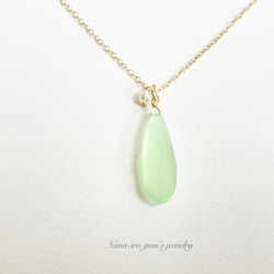 14kgf light green chalcedony necklace 6枚目の画像