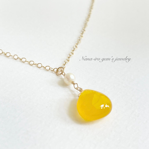 14kgf honey color Jade necklace 1枚目の画像