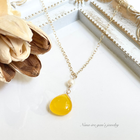 14kgf honey color Jade necklace 4枚目の画像