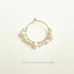 ＊1点もの＊14kgf pearl  hoop pierce《片耳用》 3枚目の画像