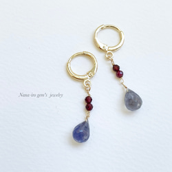 14kgf iolite× garnet pierce 4枚目の画像