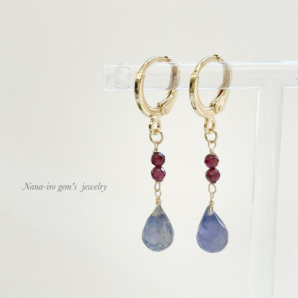 14kgf iolite× garnet pierce 6枚目の画像