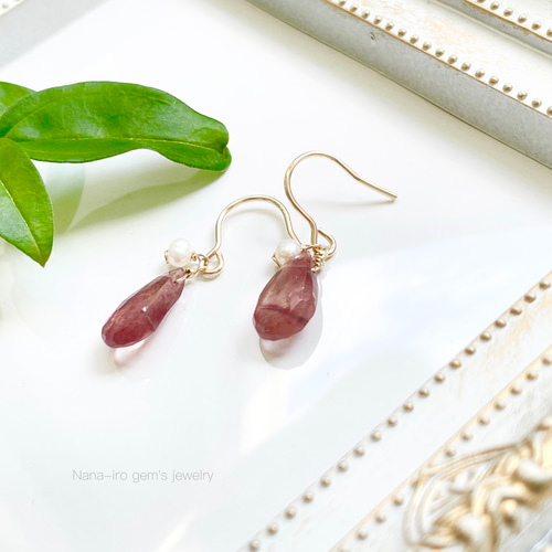 【ご確認用】ピアス アンデシン 訳あり＊14kgf andesine pierce ピアス（フック・チェーン） Nana-iro