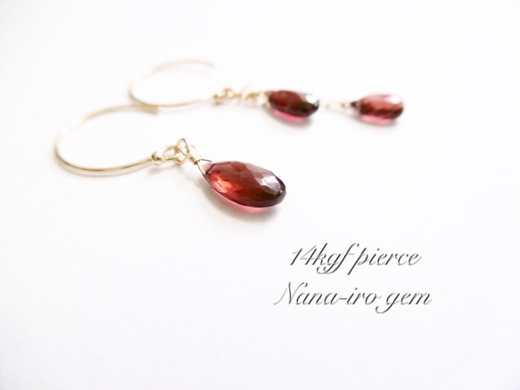 14kgf mozambiquegarnet pierce 2枚目の画像